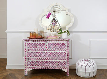pink blush Bone inlay chest of drawer by Ashborn furniture | Image 2
