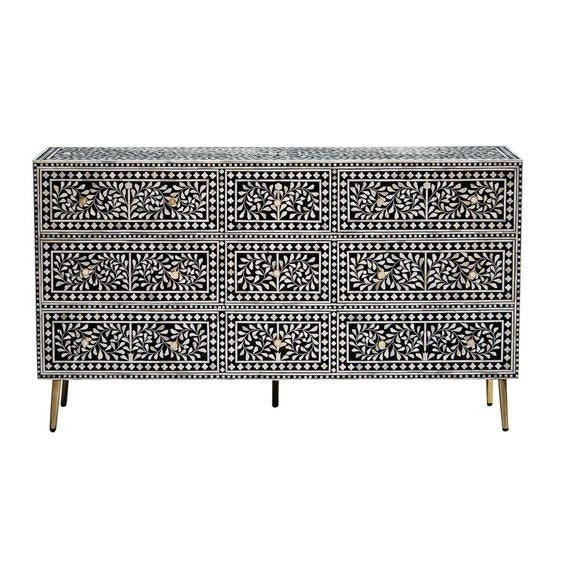 Jaipur bone inlay chest of drawer By Ashborn furniture