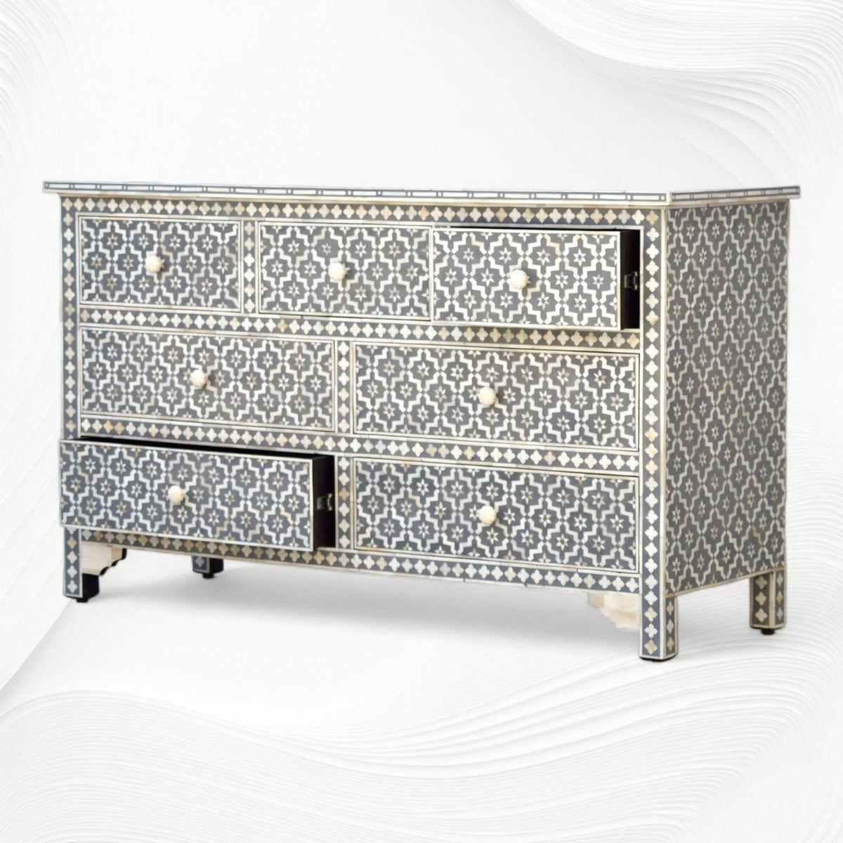 Trellis bone inlay chest of drawer By Ashborn furniture | Image 2