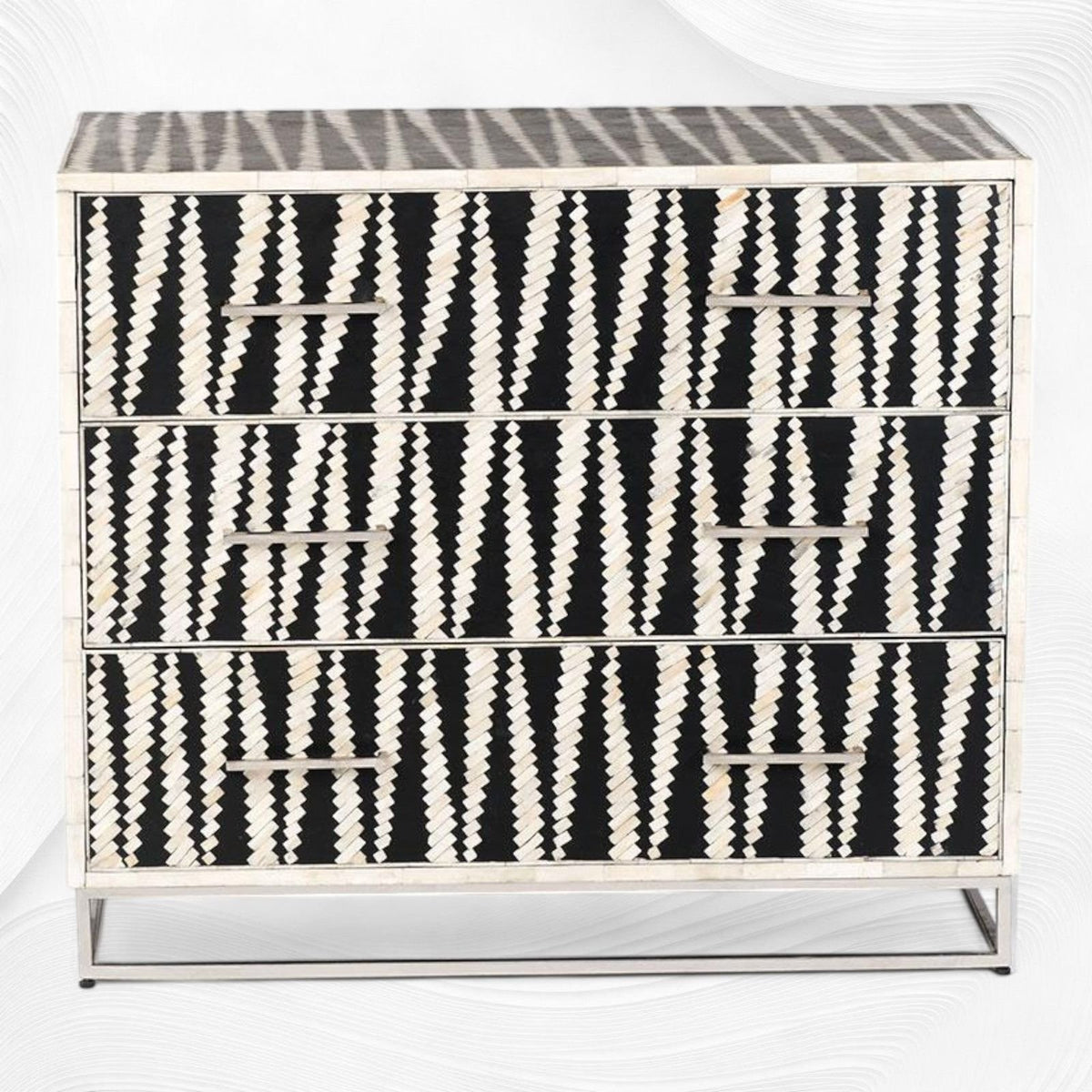 Zig zag bone inlay chest of drawer by Ashborn furniture | Image 2