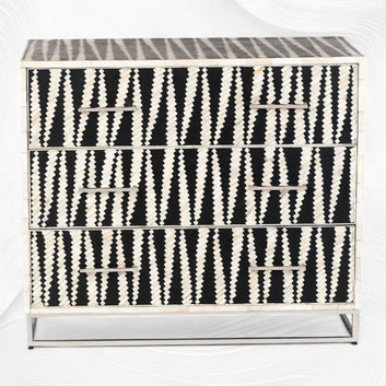 Zig zag bone inlay chest of drawer by Ashborn furniture | Image 2