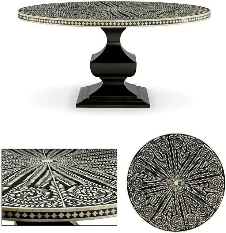 Napolean Bone inlay Round Dining Table by Ashborn furniture | Image 3