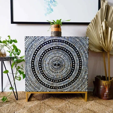 glitter mother of pearl bar cabinet by Ashborn furniture