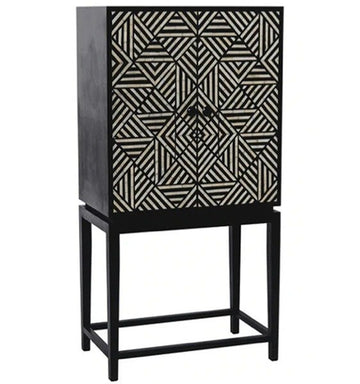 Mosaic bone inlay bar cabinet by Ashborn furniture