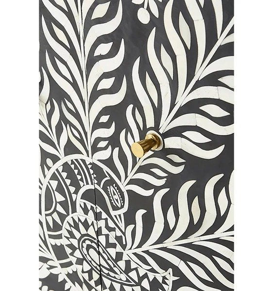 peacock feather pattern bone inlay bar cabinet by Ashborn furniture | Image 3