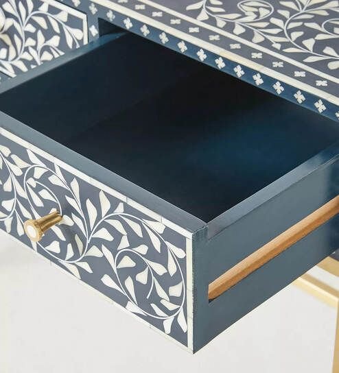 Floral pattern bone inlay dressing table by Ashborn furniture | Image 5