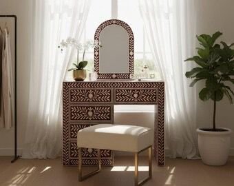 seraphic Elegance Dressing Table in bone inlay by Ashborn furniture | Image 2