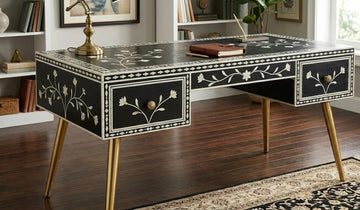 Prestige study table bone inlay by Ashborn furniture