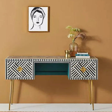 Monarch  Bone inlay study table by Ashborn furniture