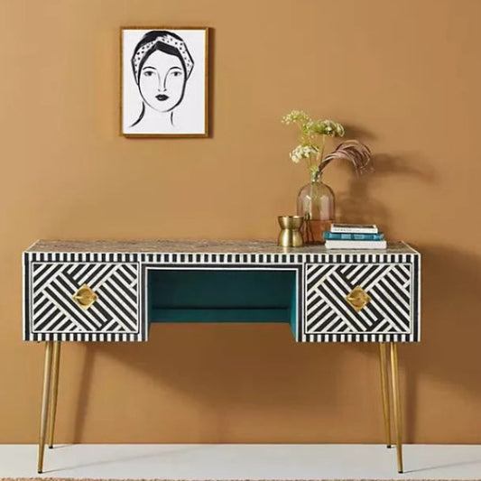 Monarch  Bone inlay study table by Ashborn furniture