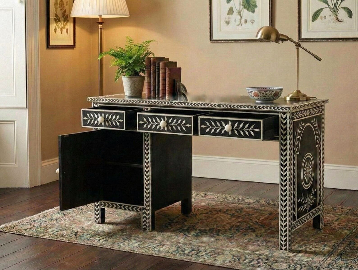 Luxe bone inlay study table by Ashborn furniture | Image 3