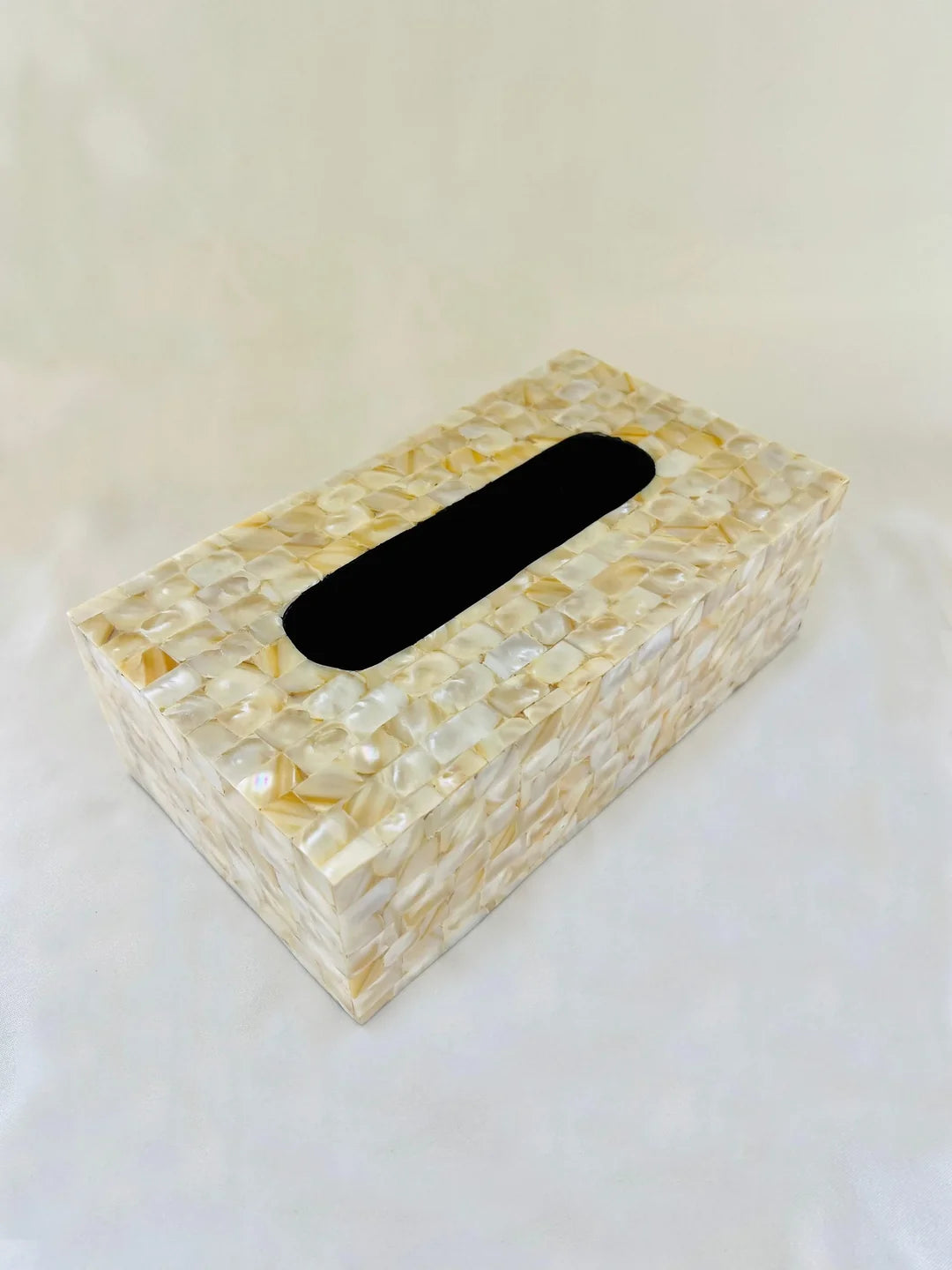 Golden Marble Tissue Box In Mother of Pearl By Ashborn furniture