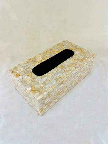 Golden Marble Tissue Box In Mother of Pearl By Ashborn furniture