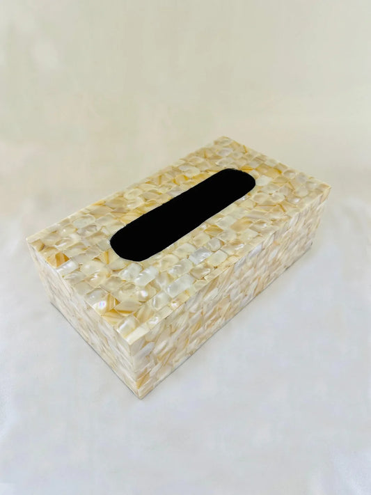 Golden Marble Tissue Box In Mother of Pearl By Ashborn furniture