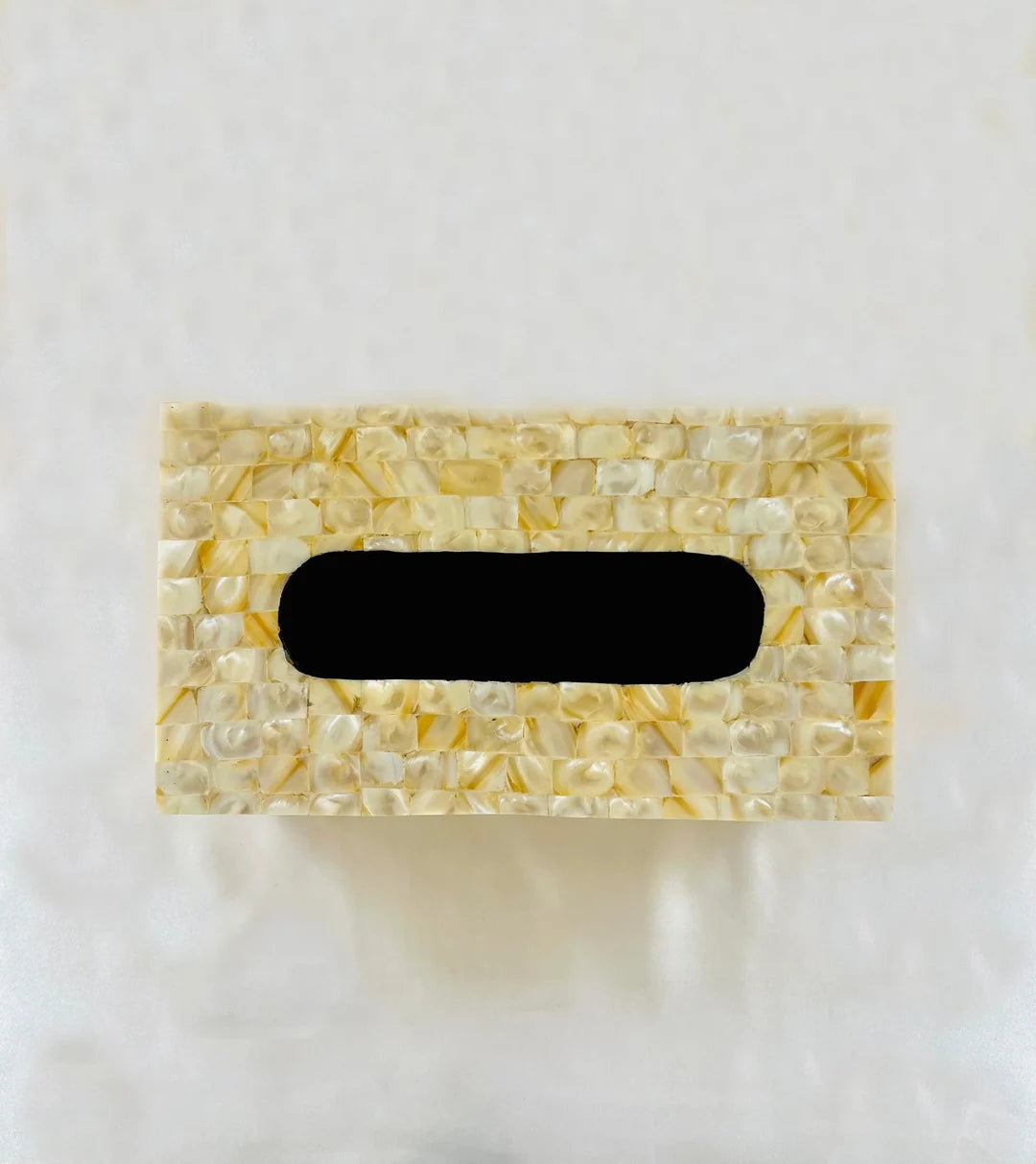 Golden Marble Tissue Box In Mother of Pearl By Ashborn furniture | Image 3