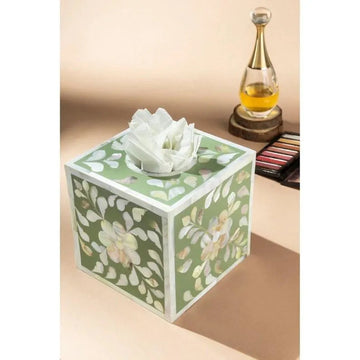 Azure Floral Green Tissue Box - Jodha Furniture