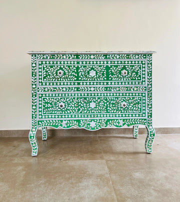Green Mother of Pearl Iconic French Chest of Drawer - Jodha Furniture